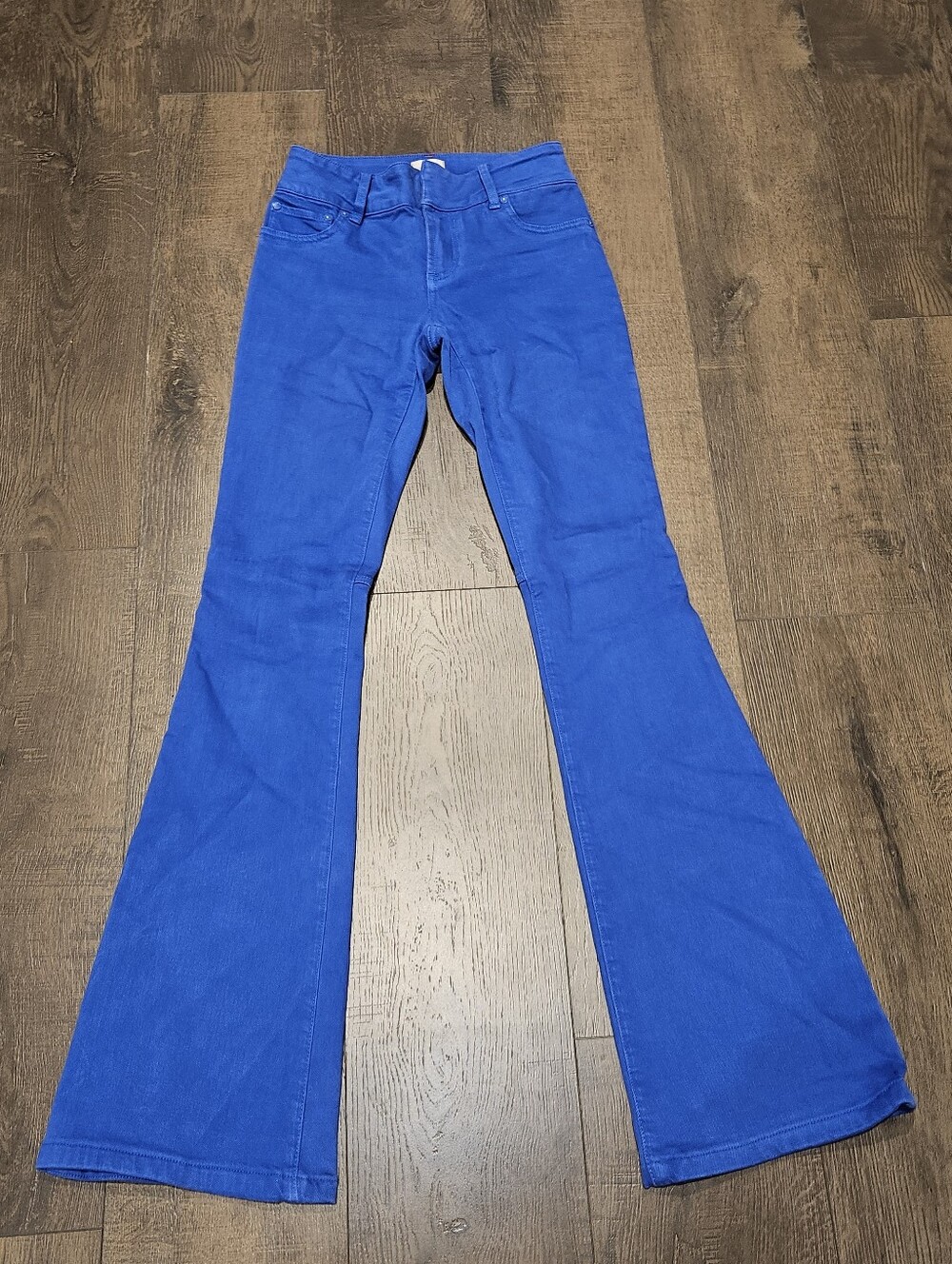 Alice + Olivia Jeans Low Rise Stacey Bell Flare Royalty Blue Stretch